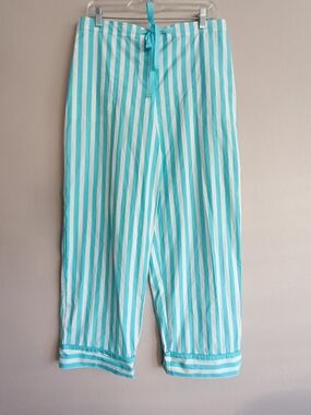 Lilly Pulitzer Mint Teal Striped Cotton Pajama Lounge Pants Size M EUC